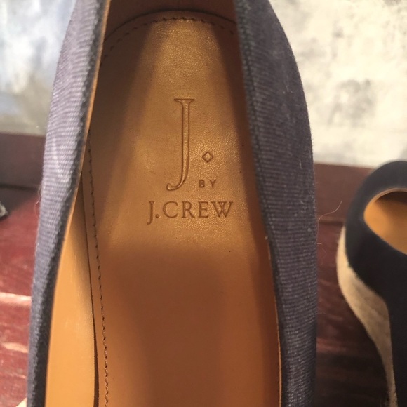 J. Crew Seville Surplus Black Canvas Espadrille Wedge Slip-On Shoes Size 9 - Picture 7 of 9